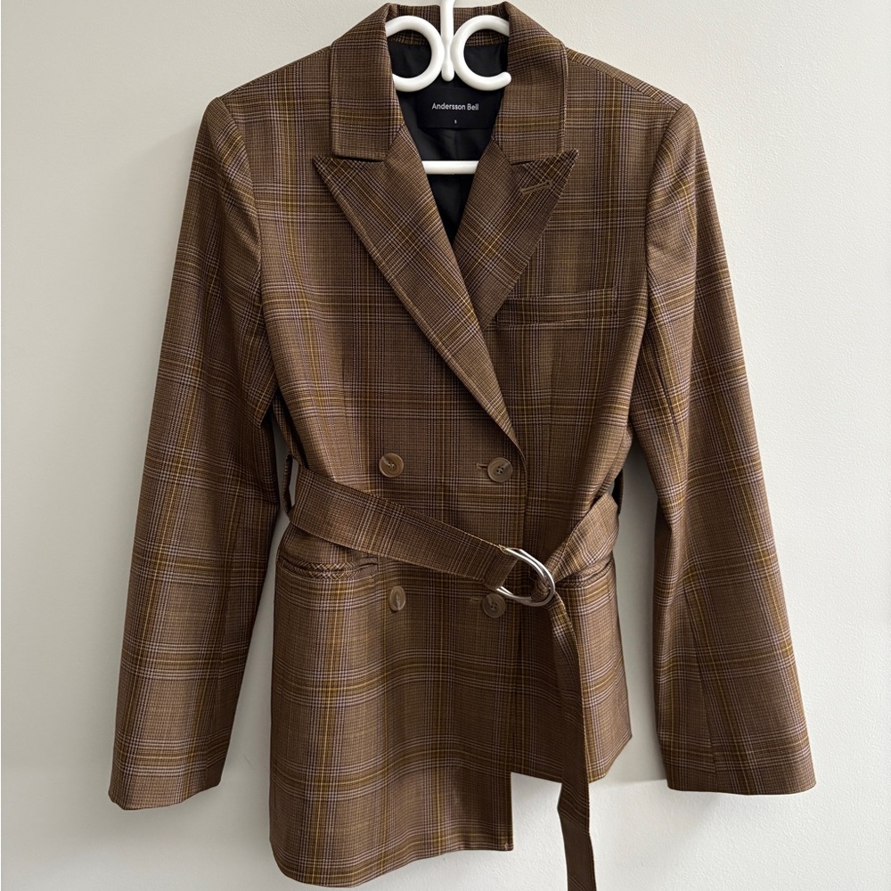 Andersen Bell Women's Brown Plaid Blazer